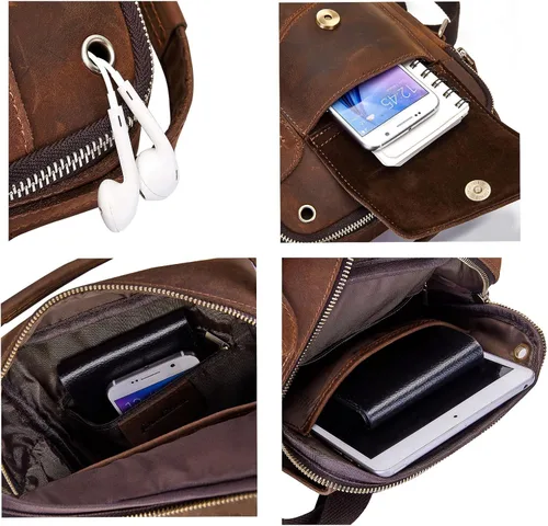 Miniatura 5 de IVESIGN Bolso bandolera para hombres y mujeres, bolso de hombro de cuero Crossbody