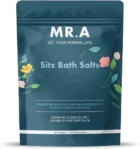 Baño de asiento de 1.7 libras para hemorroides, 23 ingredientes de grado premium, fórmula avanzada de tratamiento de hemorroides, sal de Epsom, sal