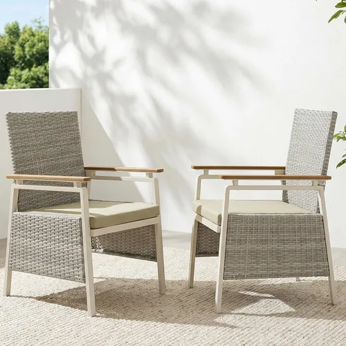 Juego de 2 sillas de comedor para patio, sillas de comedor modernas de aluminio para exteriores, sillas de comedor para patio con capacidad de 400