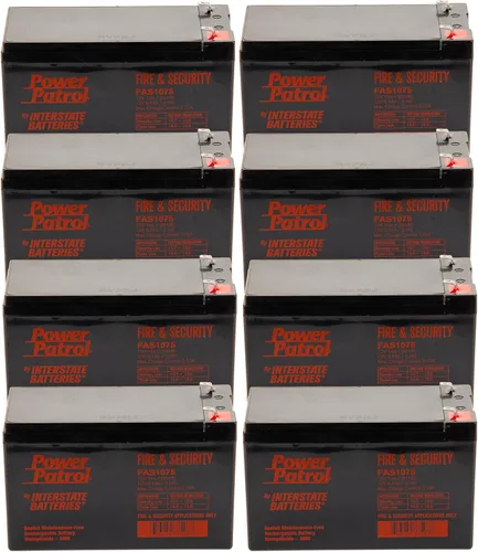 Interstate Batteries Batería de seguridad y fuego de 12 V 7 Ah (8 unidades) (terminal F1) SLA AGM VRLA Power Patrol Recargable Reemplazo para