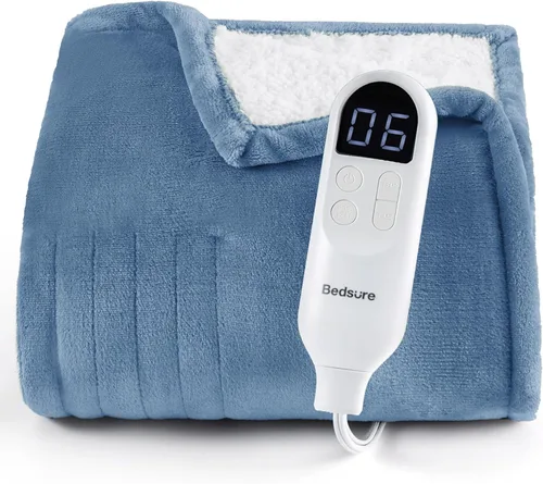 Miniatura 29 de Bedsure - Manta eléctrica de calentamiento rápido, manta de franela suave con 4 ajustes de tiempo, 6 ajustes de calefacción, regalos cálidos