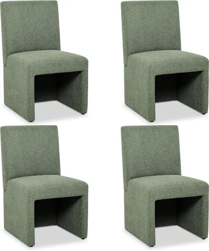 Miniatura 8 de RNKSFX Juego de 4 sillas de comedor tapizadas verdes, sillas de comedor modernas, sillas de cocina y comedor, sillas de comedor de lino con marco