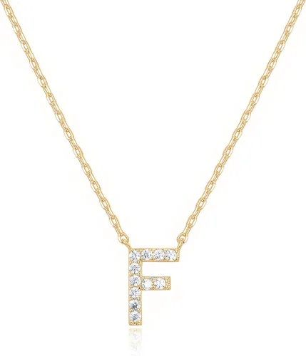 Miniatura 68 de PAVOI 14K White Gold Plated Cubic Zirconia Initial Necklace Letter Dainty Necklaces for Women