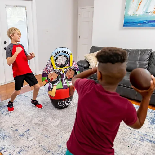 Miniatura 12 de Franklin Sports Juego de lanzamiento de objetivos de fútbol para niños, juguete inflable de tiro con mini pelotas de fútbol suaves - Divertido juego