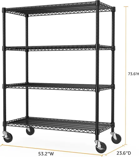 Miniatura 3 de M MZG Estantería de Metal Industrial de 4 Niveles para Garaje, Despensa, Almacén, Sótano, Cuarto de Servicios, Estante de Almacenamiento, Unidad