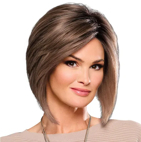 Raquel Welch Boudoir Glam - Peluca Bob de longitud de barbilla, 100% atada a mano por ropa de pelo, gorra pequeña promedio, RL10/12 castaño RL10/12