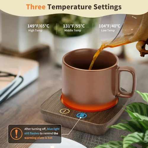 Miniatura 3 de VOBAGA Juego de calentador y taza de café, calentador de tazas de café con apagado automático y 3 ajustes de temperatura para escritorio, oficina