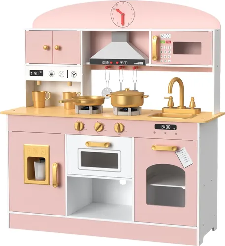 Miniatura 7 de Babytronic Juego de Cocina de Madera para Jugar, Cocina de Simulación con Luces y Sonidos para Niños de 3 años en adelante, Incluye Estufa, Horno