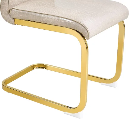 Miniatura 9 de gopop Juego de 2 sillas de comedor Juego de sillas de cocina modernas Cojín de piel sintética Patas de metal de alta resistencia Respaldo