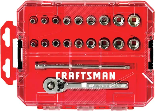 CRAFTSMAN Juego de zócalos, SAE/métrico, 1/4" Drive, 20 piezas (CMMT12008)