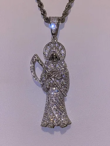 Miniatura 3 de Shop-iGold Colgante de plata de ley 925 con colgante de Papá Noel en forma de hielo de acero inoxidable de 0.079in, joyería para hombre, colgante