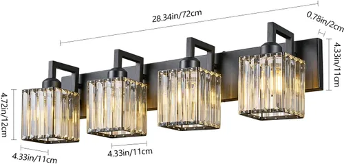 Miniatura 4 de Moderna lámpara de cristal para pared/tocador de baño, de 4 luces, color negro Negro torcido