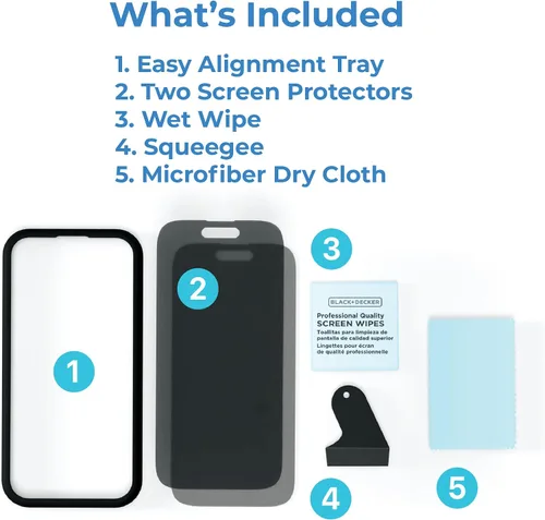 Miniatura 9 de BLACK+DECKER Paquete de 2 protectores de pantalla de vidrio templado para iPhone (privacidad_iPhone 13/13 Pro/14)