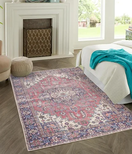 Miniatura 110 de GLN Rugs Traditional Collection - Alfombra de felpilla lavable a máquina, tradicional lavable, antideslizante, alfombra de felpilla de pelo corto