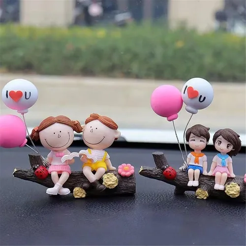 Miniatura 4 de Aphro Lindos adornos para parejas, decoración de automóvil, lindos dibujos animados para parejas, decoración de tablero de instrumentos de automóvil
