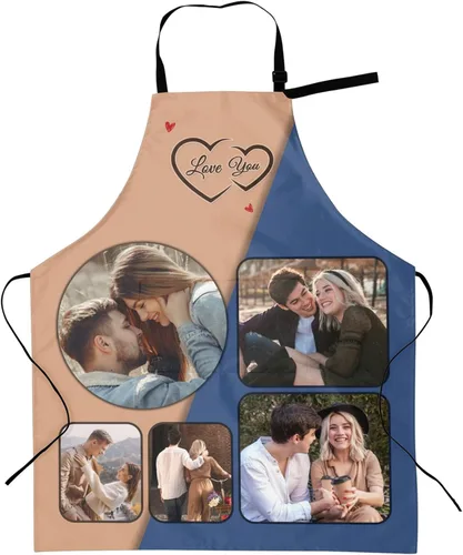 Miniatura 18 de Delantales personalizados con dos bolsillos para mujeres y hombres, delantales personalizados impresos con texto fotográfico para cocinero de cocina