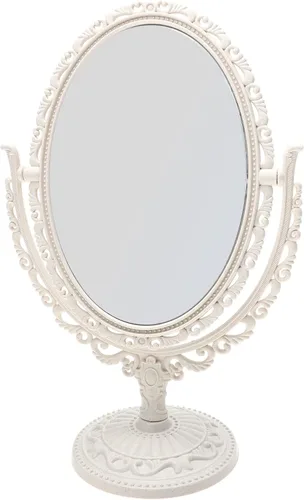 OSALADI Espejo cosmético decorativo vintage de doble cara para maquillaje elegante para tocador, artesanía ligera para dormitorio y sala de estar