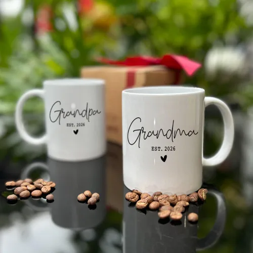 Miniatura 3 de EST 2026 - Juego de tazas para abuelos, regalo para abuelos nuevos, revelación de embarazo, taza de anuncio, regalos para abuelo, abuela primeriza