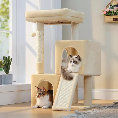 Miniatura 7 de PAWZ Road Árbol para gatos, torre para gatos de 30 pulgadas con condominios dobles para gatos de interior, casa de felpa para gatos con percha