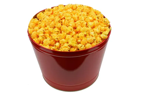 Miniatura 7 de Signature Popcorn - Lata de metal reutilizable rojo sólido de 2 galones - Mantequilla, caramelo y queso cheddar