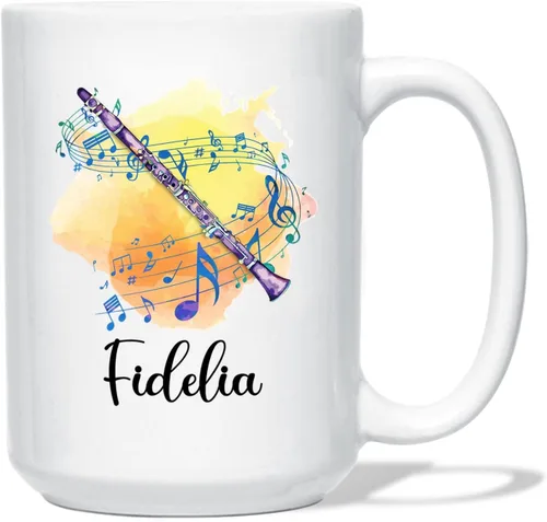 Miniatura 9 de Taza de café blanca con nombre personalizado para reproductor de piano, 11 y 15 onzas, taza de café con instrumento musical de piano, regalos