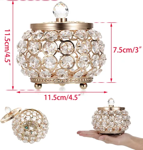 Miniatura 5 de Hipiwe Joyero de cristal con tapa de cristal pequeño organizador de baratijas con espejo caja del tesoro soporte para anillos aretes caja