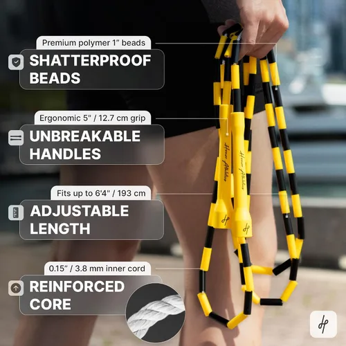 Miniatura 2 de Honor Athletics Cuerda de saltar con cuentas 2.0, ajustable con asas irrompibles y cuentas inastillables para un entrenamiento mejorado de fitness