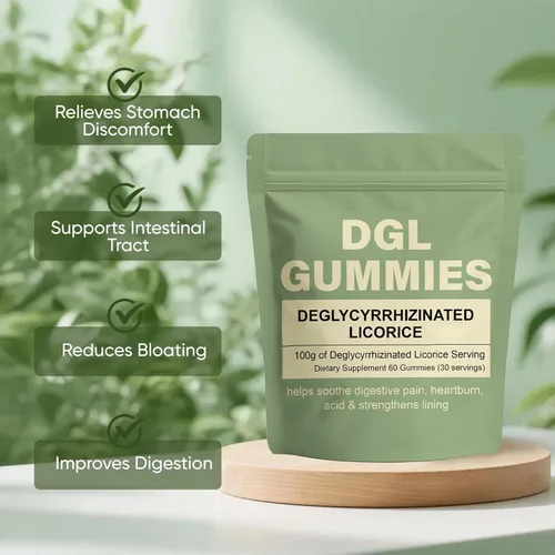 Miniatura 2 de Gomitas DGL, suplemento de extracto de 400 mg DGL, con extracto de raíz de regaliz, apoya el estómago y el intestino, mejora la digestión, sin