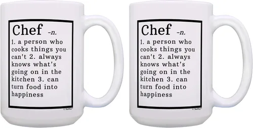 Miniatura 10 de Regalos de chef definición de chef regalos para chefs regalo de escuela culinaria 11oz taza de café taza de té blanca