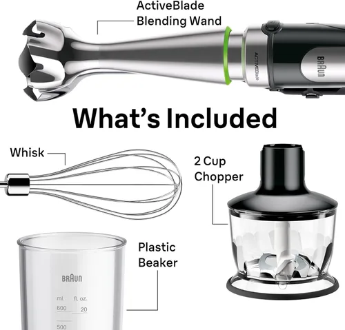 Miniatura 7 de Braun MultiQuick 7 - Batidora de inmersión 3 en 1 con procesador de alimentos - Potente batidora eléctrica de mano - Emulsionador para picar, batir