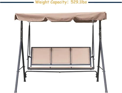 Miniatura 7 de Clihome Juego de columpios de lujo para porche al aire libre, columpios para 3 personas para columpios exteriores al aire libre para adultos, toldo