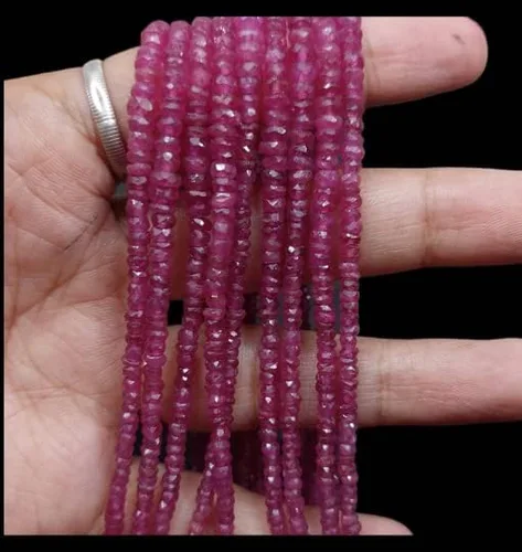 Miniatura 6 de Krishiv Exports - Cuentas facetadas de rubí natural raras/Cuentas facetadas de rubí/Rubí facetado Rondelle/Rubí Piedra preciosa/Rubí/16 "Strand/2.5