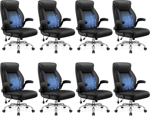 Miniatura 19 de Silla de oficina, silla de escritorio ergonómica grande y alta, silla ejecutiva de cuero para computadora con soporte lumbar ajustable, cómoda silla