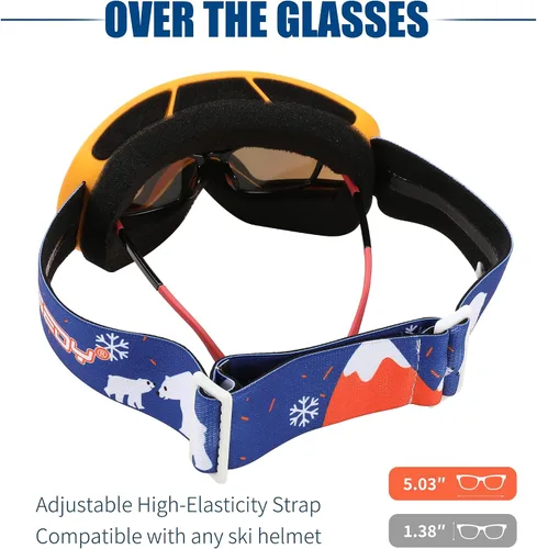 Miniatura 4 de FEISEDY Gafas de esquí para niños, gafas de snowboard para niños y niñas, jóvenes, OTG anti niebla protección UV gafas de nieve B0019
