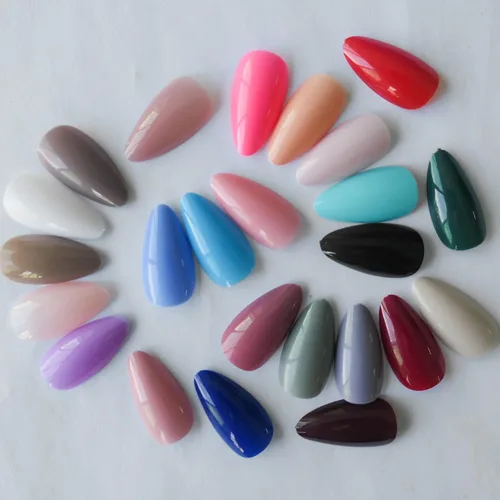 Miniatura 6 de AddFavor 576 uñas postizas a presión de almendra, uñas postizas medianas de cobertura completa, uñas cortas de aguja a presión, uñas postizas