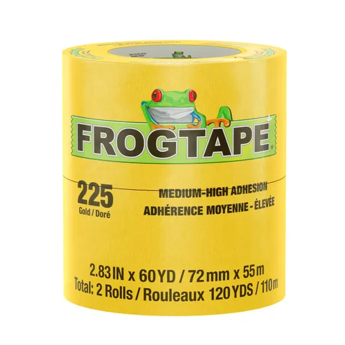 Miniatura 10 de FrogTape Cinta adhesiva de grado de rendimiento de temperatura moderada dorada 225, adherencia media-alta, 0.709 in x 180.4 ft, 8 rollos por paquete