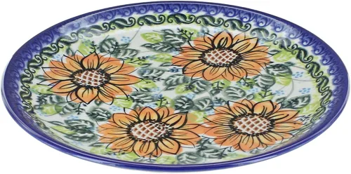 Miniatura 20 de Platos de postre amarillos Alyssa de cerámica polaca de Blue Rose - Diámetro de 7.5" - Hermoso plato para pastel, aperitivos o bocadillos