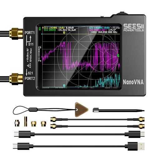 SEESII Analizador de Red Vectorial Nanovna-H, HW3.6 Actualizado 10KHz-1.5GHz MF HF VHF UHF Analizador de Antena, Medición de Parámetros S, Relación