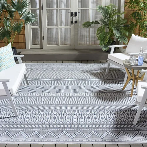Miniatura 23 de SAFAVIEH Alfombra lavable para exteriores, colección Courtyard de 2.3 x 16 pies, color negro y gris, no desprende pelusa y de fácil limpieza, ideal