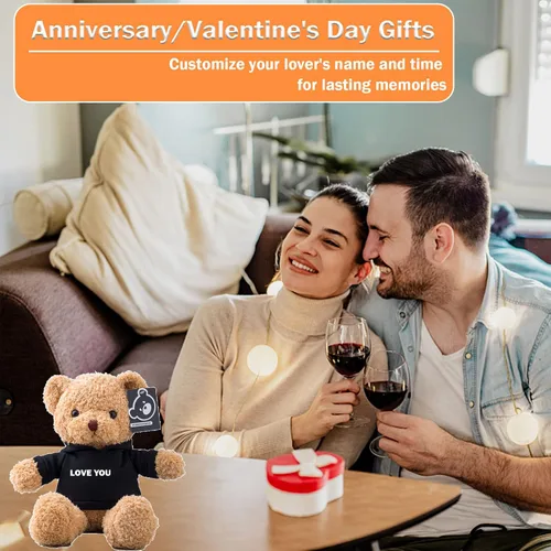 Miniatura 4 de Oso de peluche personalizado con texto + foto, oso de San Valentín, animales de peluche, juguetes de peluche como regalos personalizados para Negro