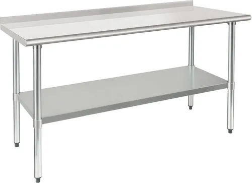 Miniatura 17 de HARDURA Mesa de trabajo comercial de acero inoxidable, mesa de trabajo de preparación, mesa de metal de 14 x 24 pulgadas con estante inferior