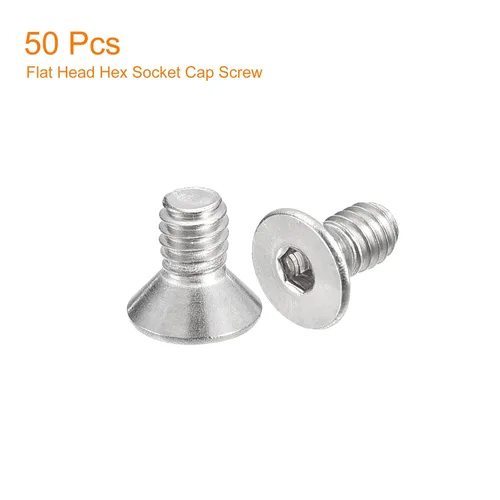 Miniatura 3 de uxcell #8-32x5/16 Tornillos de cabeza avellanada plana, 50 piezas de tornillos de cabeza plana de acero inoxidable 304 con llave hexagonal, rosca