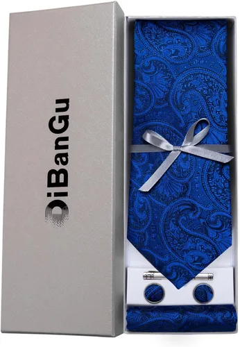 Miniatura 3 de DiBanGu Conjunto de pañuelo y gemelos de seda con corbata y pañuelo de bolsillo para hombre
