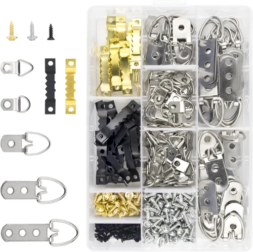 Miniatura 2 de Kit de 500 piezas para colgar cuadros, ganchos surtidos resistentes con tornillos para colgar cuadros (500)