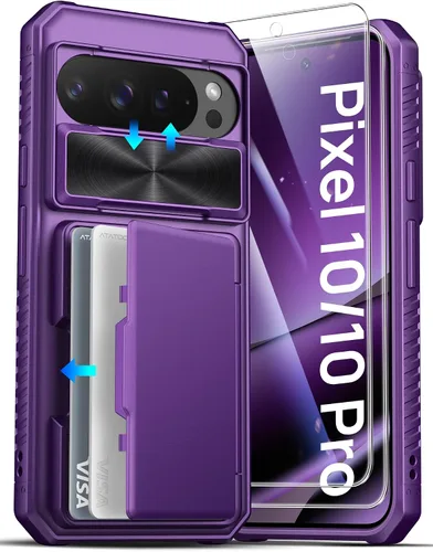 Miniatura 16 de ATATOO Funda tipo cartera para Google Pixel 10 Pro XL, tarjetero integrado (3-5 tarjetas) [bloqueo RFID] y cubierta de cámara deslizante, protección