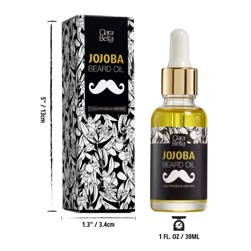 Miniatura 4 de Aceite para barba de jojoba: sin perfume, puro y orgánico para hombres, detiene la picazón y la caspa, suaviza el cabello grueso y el bigote, 1 fl