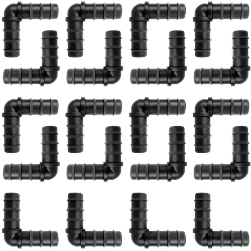 Miniatura 5 de 20 conectores de manguera de riego por goteo, codo negro, aplicables a manguera de 1/2 pulgada (0.630 in), con conector de púa