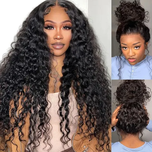 Miniatura 24 de Pelucas de encaje frontal de onda corporal 360 de cabello humano para mujeres, sin pegamento, previamente despuntadas con pelillos, 180 % de Peluca