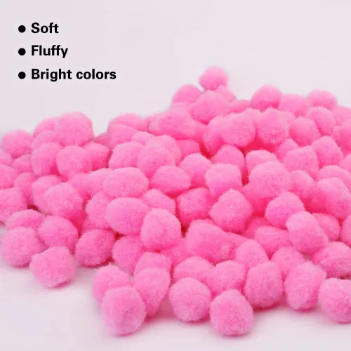 Miniatura 5 de Veroave Pompones Rosas, 150 PCS Pompones de 1 Pulgada para Manualidades, Bolas Peludas Esponjosas para Arte DIY Manualidades Creativas Decoraciones