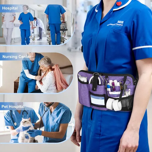 Miniatura 7 de Trunab Riñonera para enfermera, cinturón organizador de enfermería con correa de cintura ajustable, bolsa de cintura para suministros médicos